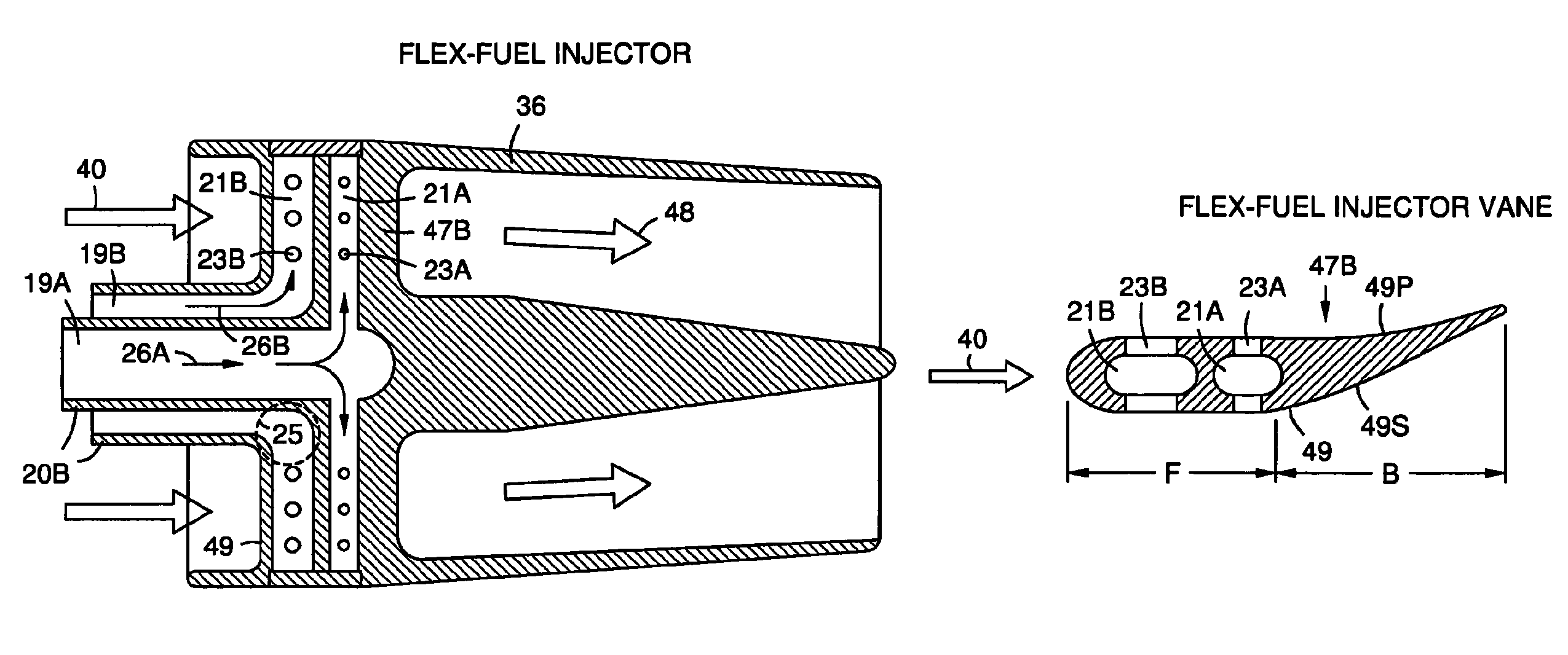Flex-fuel injector for gas turbines