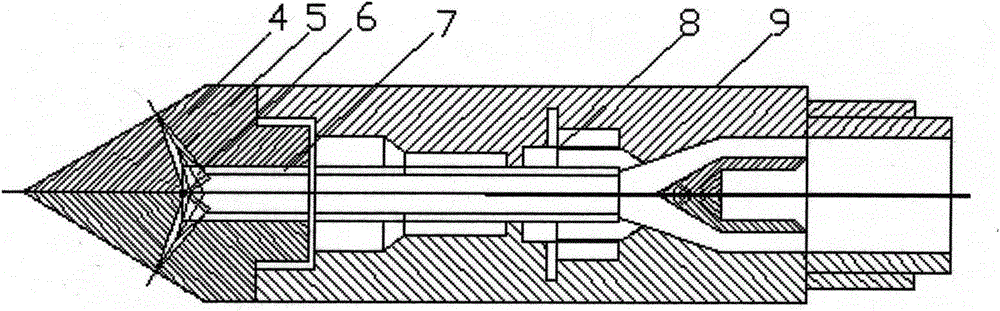 Triangular conical chemical churning pile alloy bit