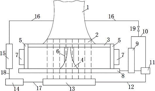 A siphon discharge device for inducing wind and concentrating flow in the rain area of ​​a natural ventilation cooling tower