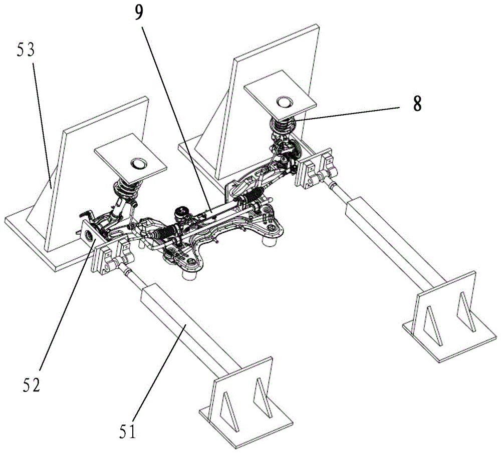 A multi-axis loaded axle assembly durability test bench