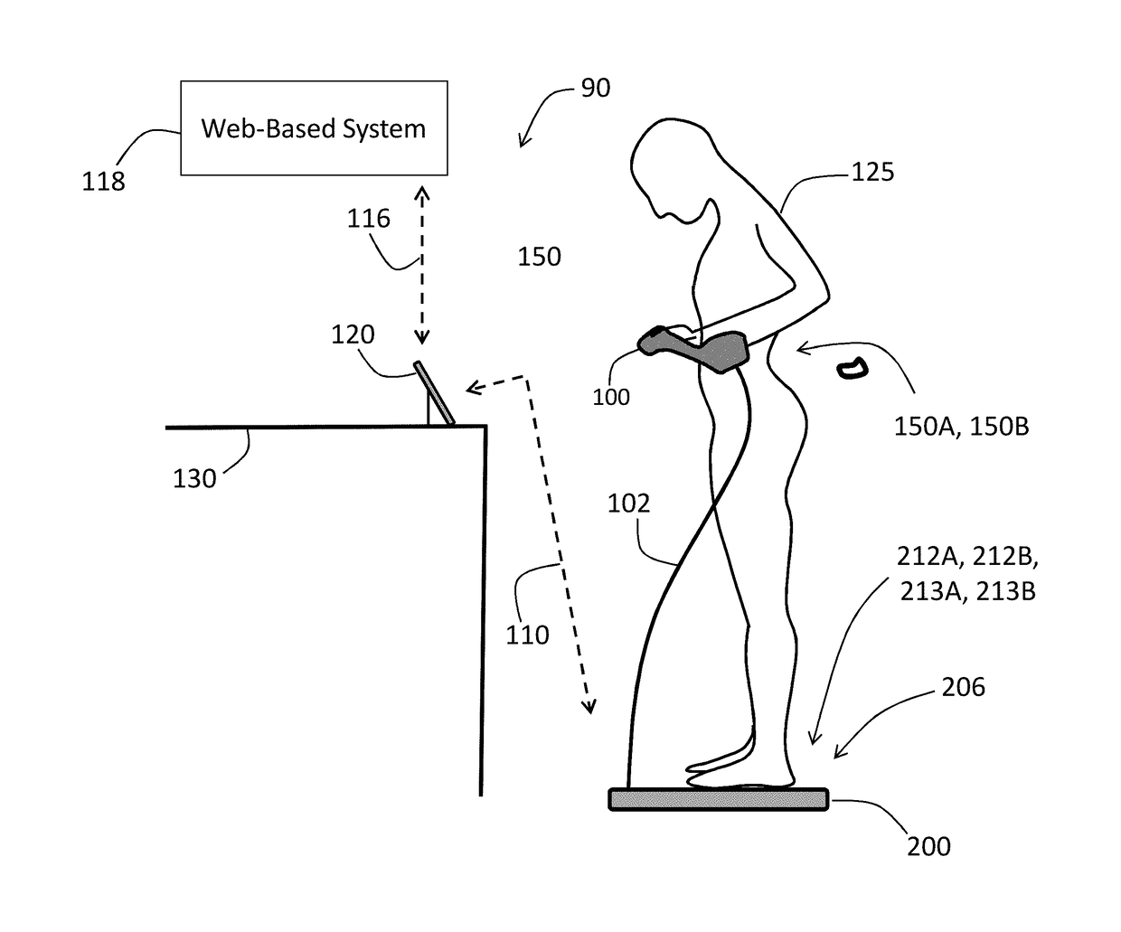 Physiological monitoring system featuring floormat and wired handheld sensor