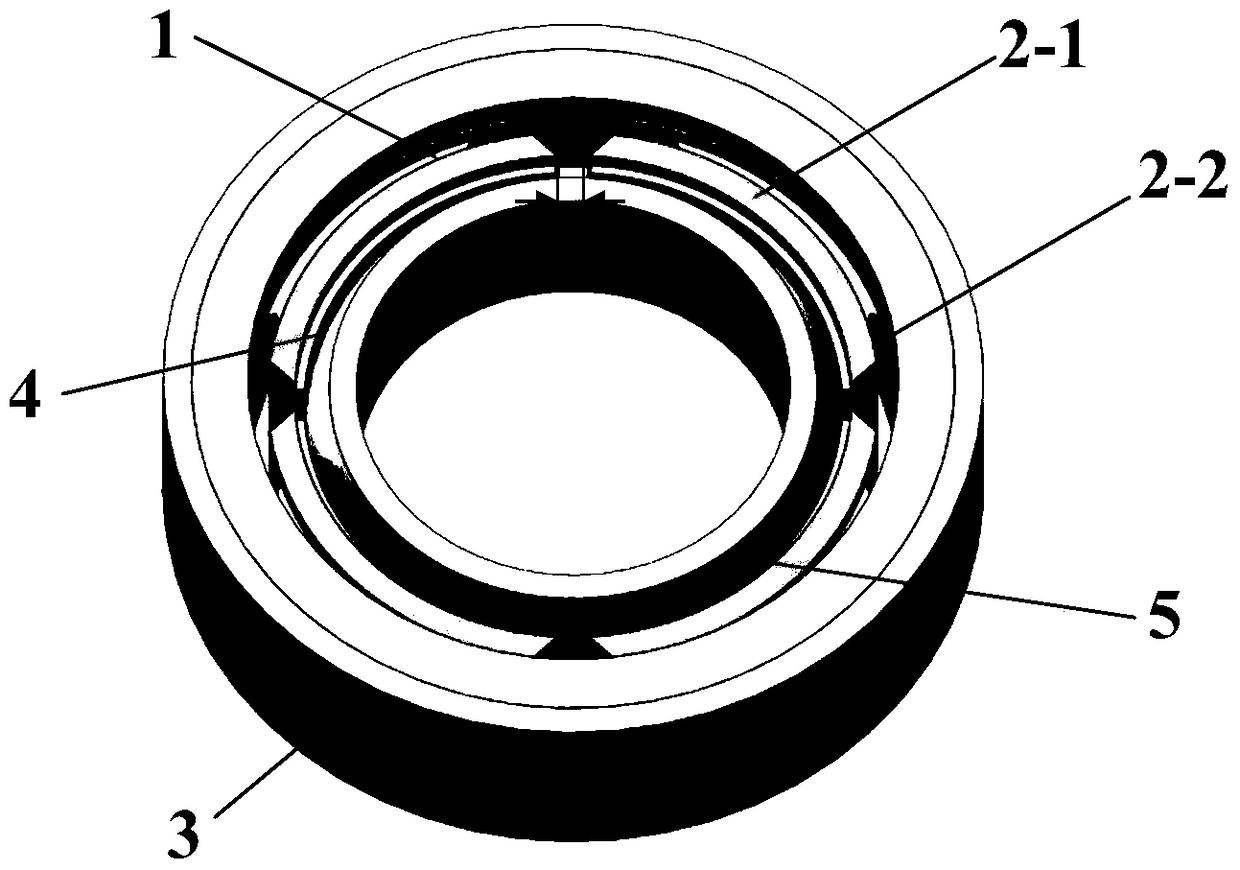 A dual-coil radial spherical purely electromagnetic bearing