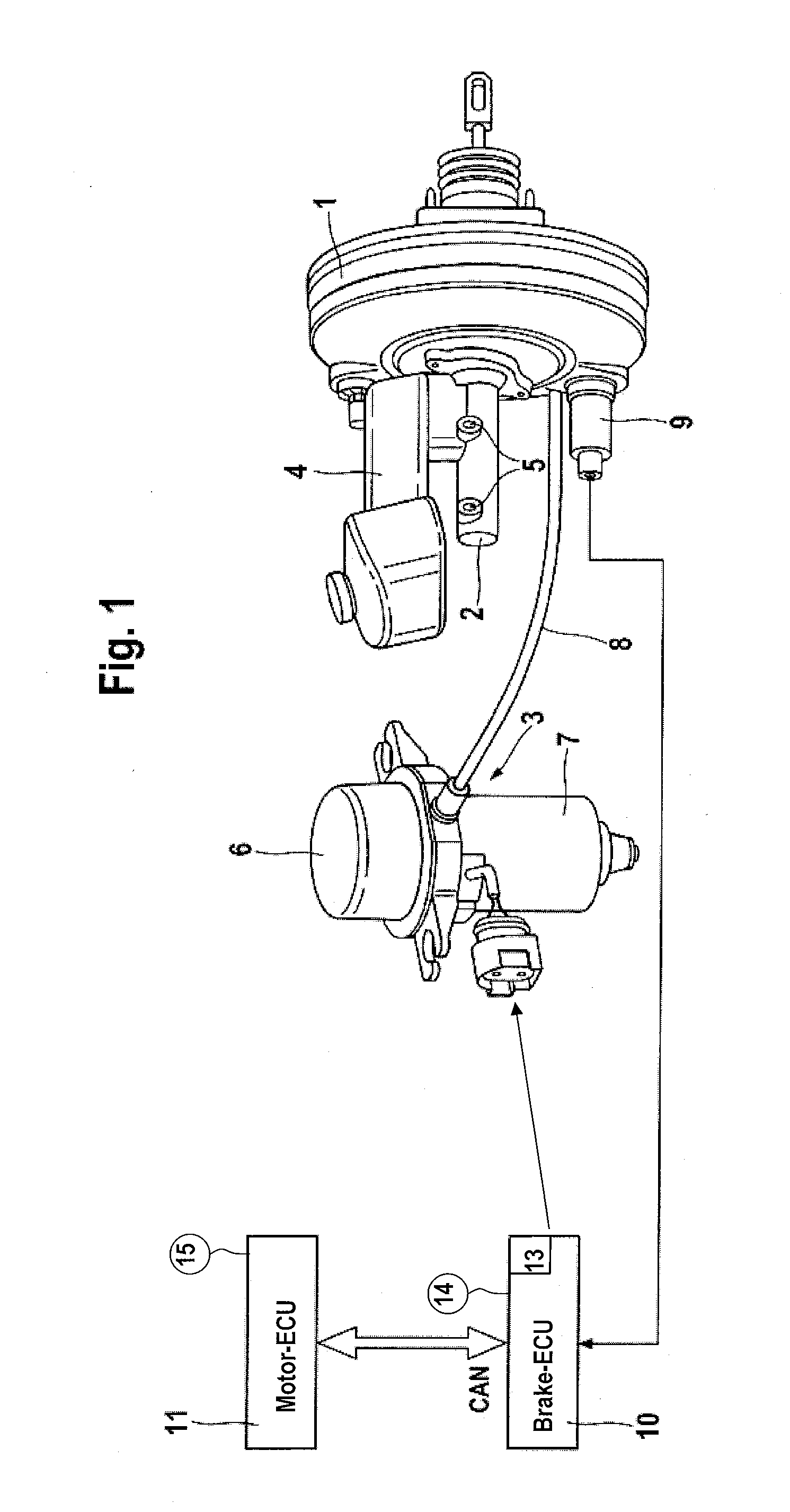 Device for supplying pressure to an actuation unit of a motor vehicle brake system and method for controlling said device
