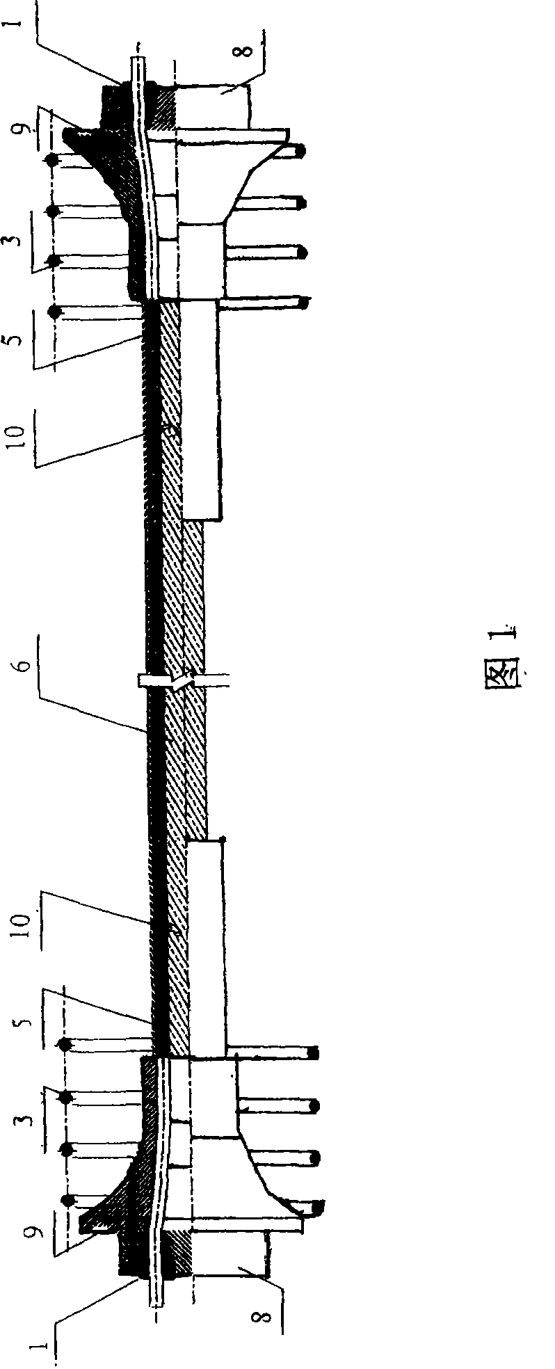 Prestressing system device of concrete structure and uses of the device