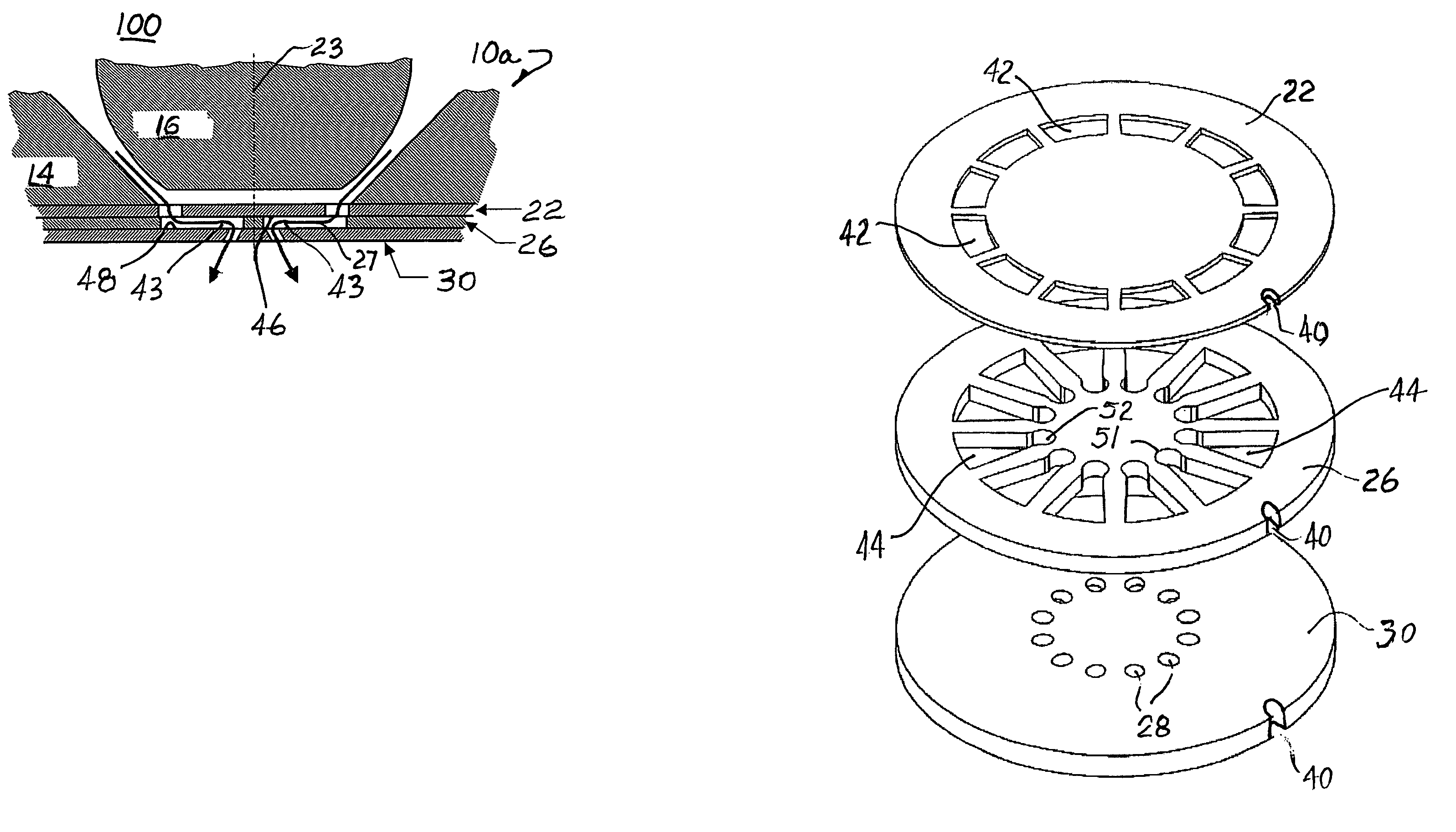 Fuel injector nozzle atomizer having individual passages for inward directed accelerated cross-flow