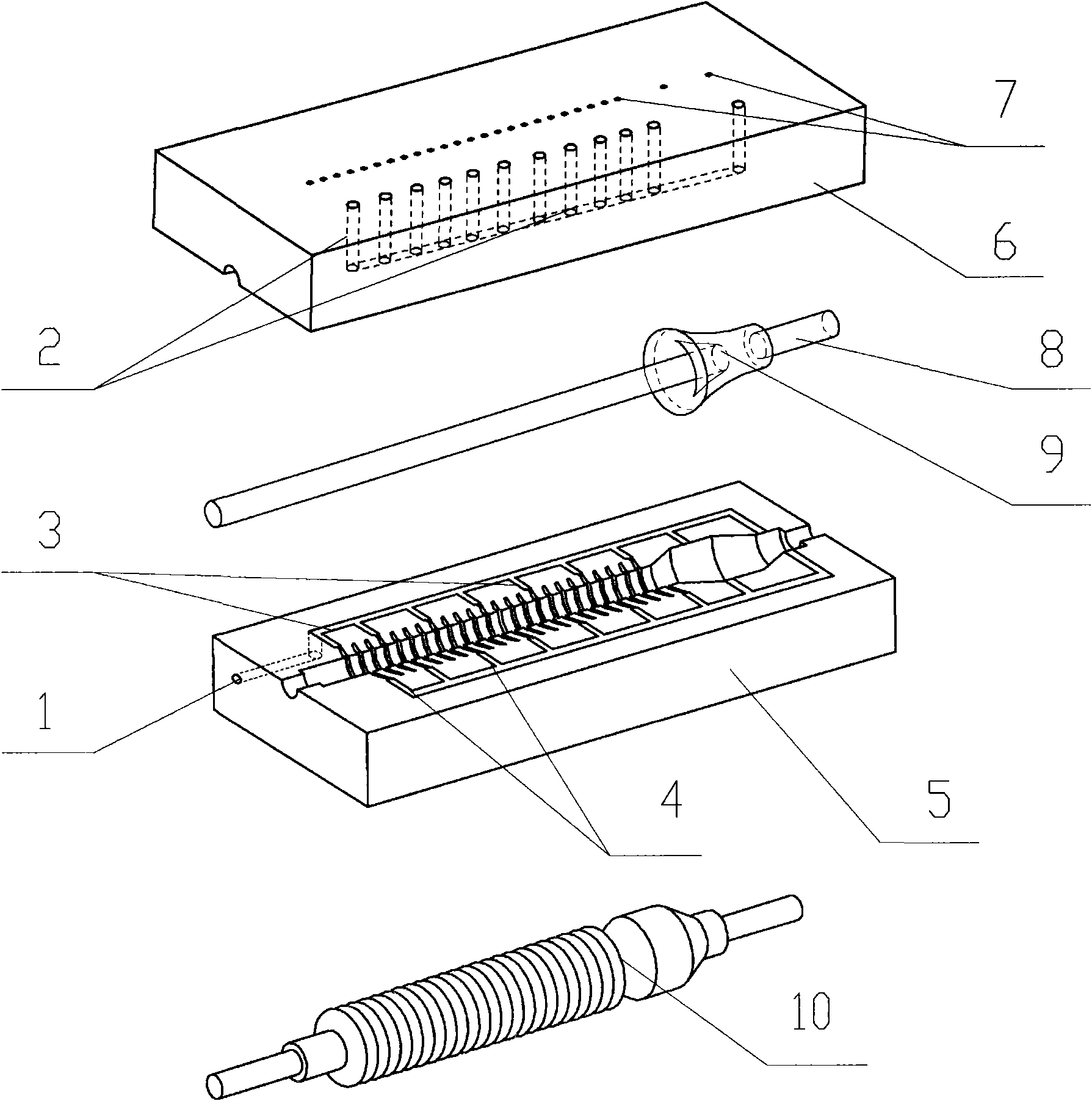 Moulding method for insulating part manufacture of high-voltage cable accessory and moulding mold