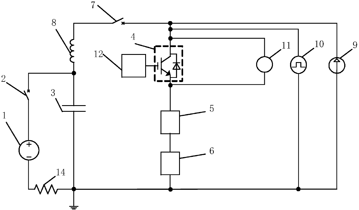 Insulated gate bipolar transistor (IGBT) test circuit and method