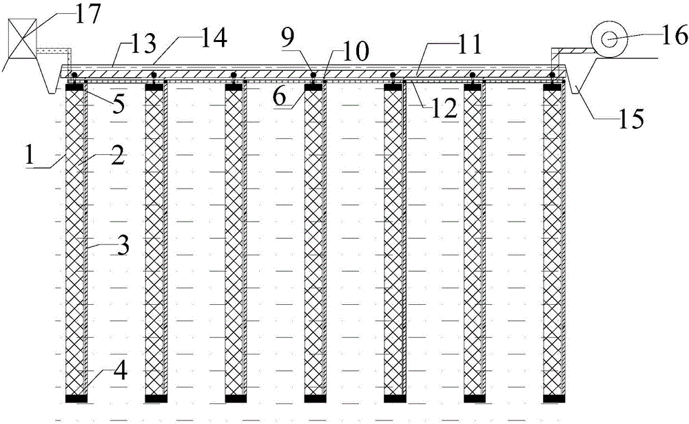 Air impacting drainage and double-faced vacuum preloading consolidation method of deep soft soil foundation