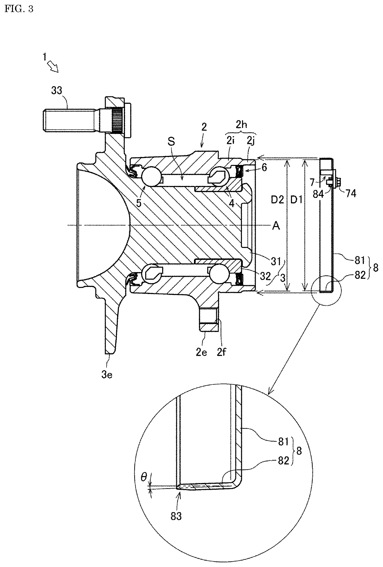 Bearing device for vehicle wheel