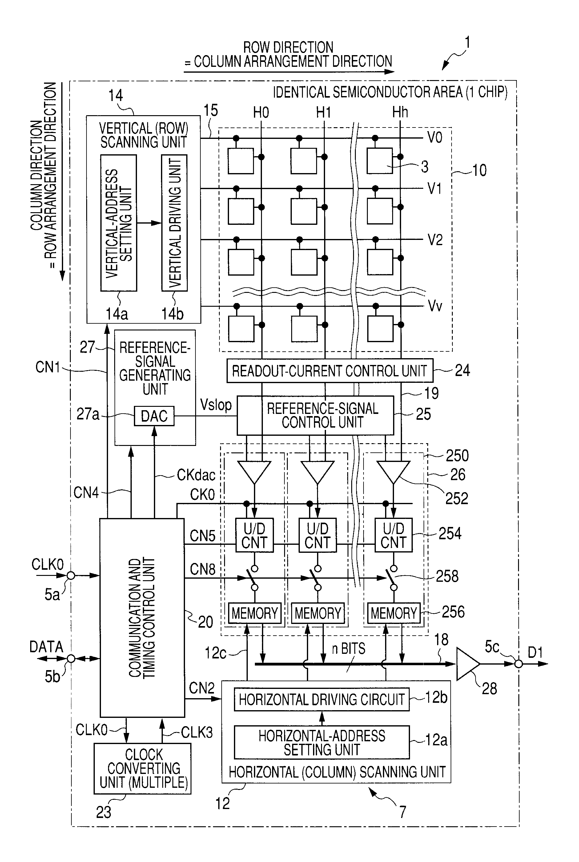 Solid-state imaging device and apparatus with an increased speed of analog to digital conversion