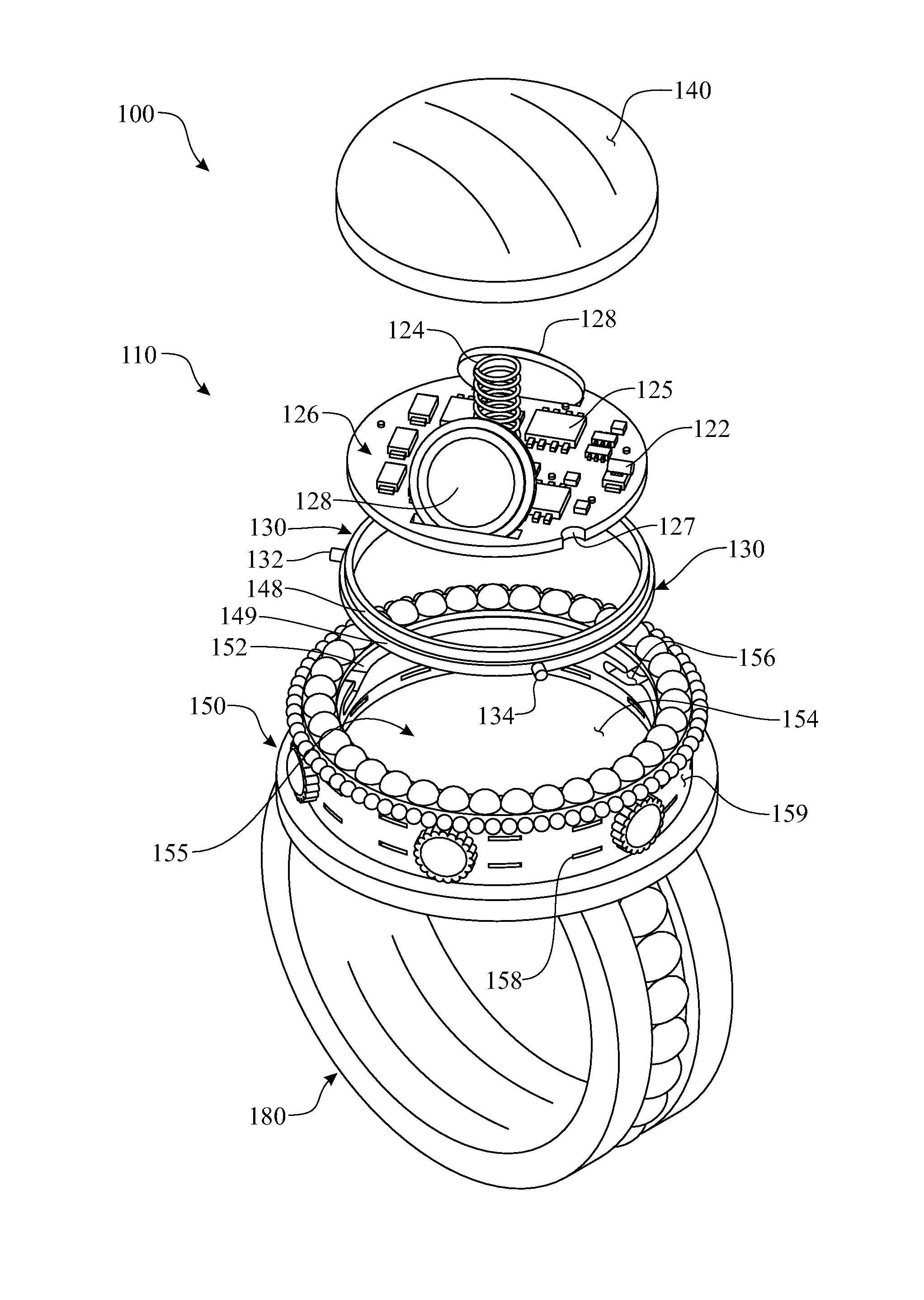 Cocktail-ring with self-defense alarm