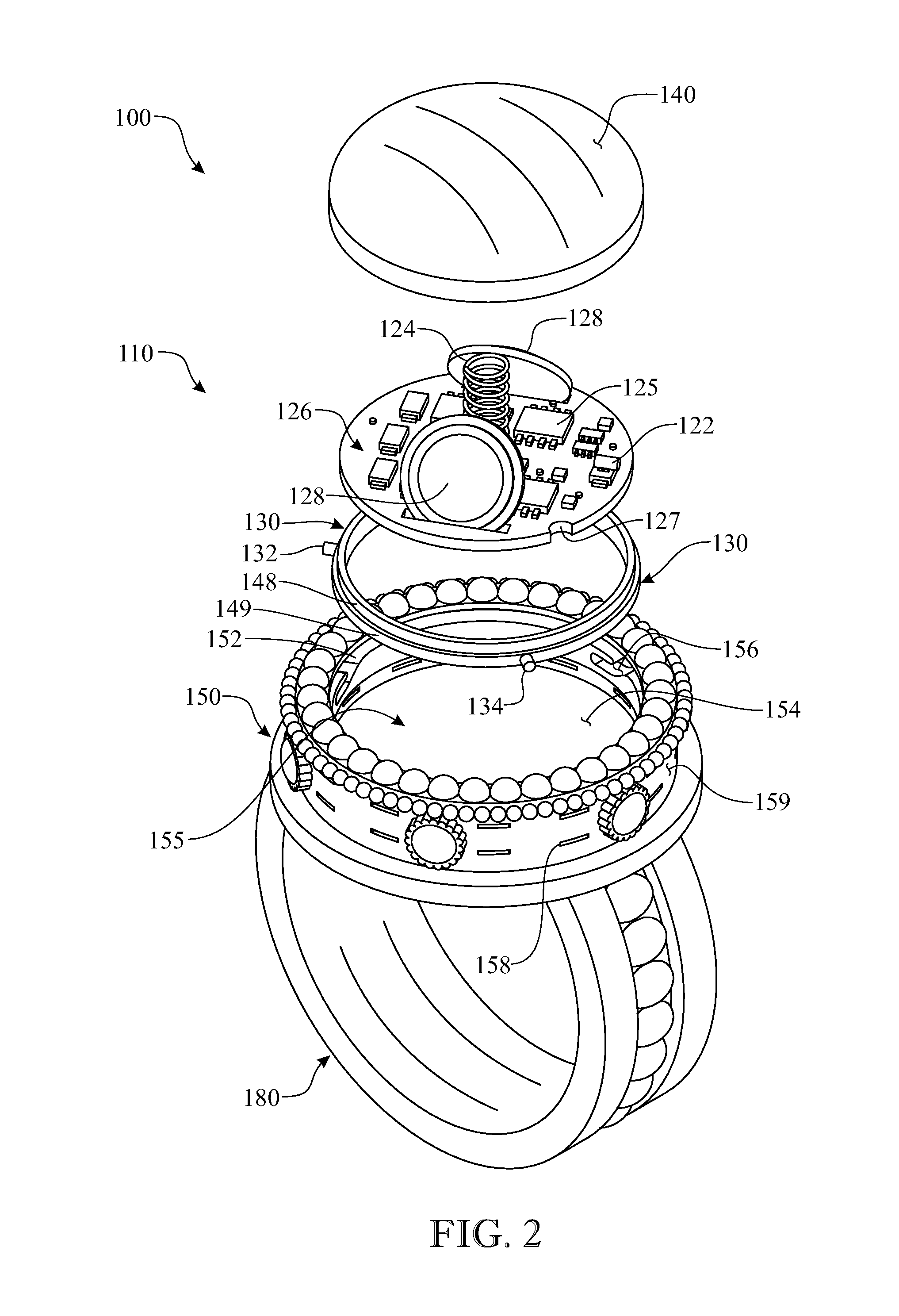 Cocktail-ring with self-defense alarm