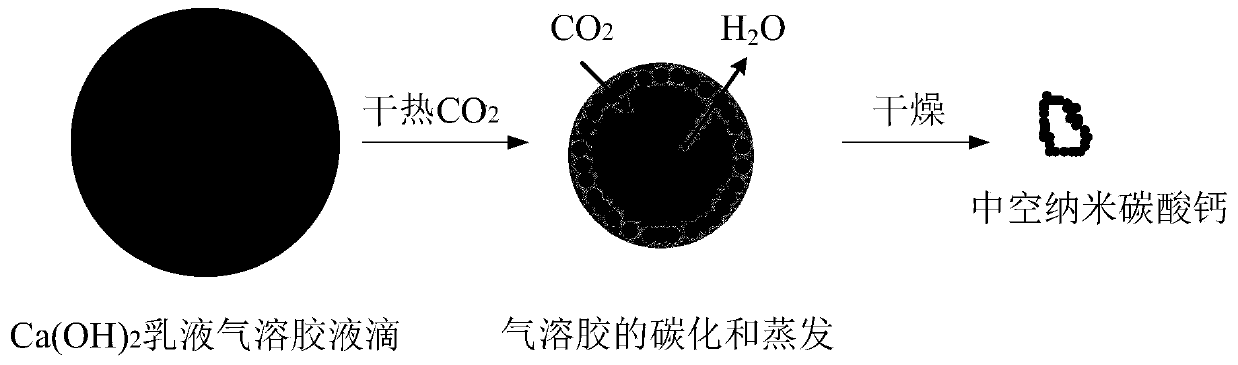 Method for preparing hollow nano calcium carbonate by utilizing ultrasonic aerosol