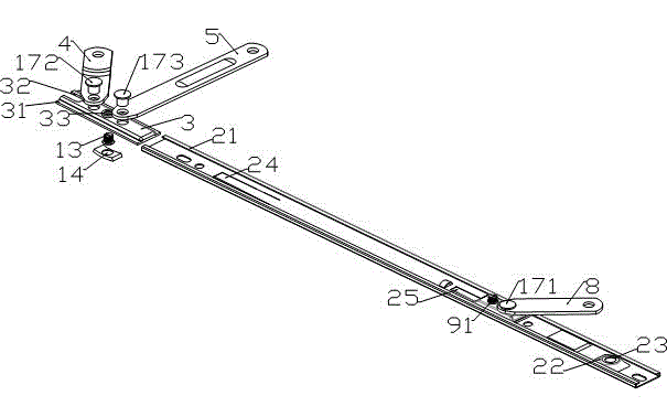 Sliding support hinge with five-connecting-rod structure