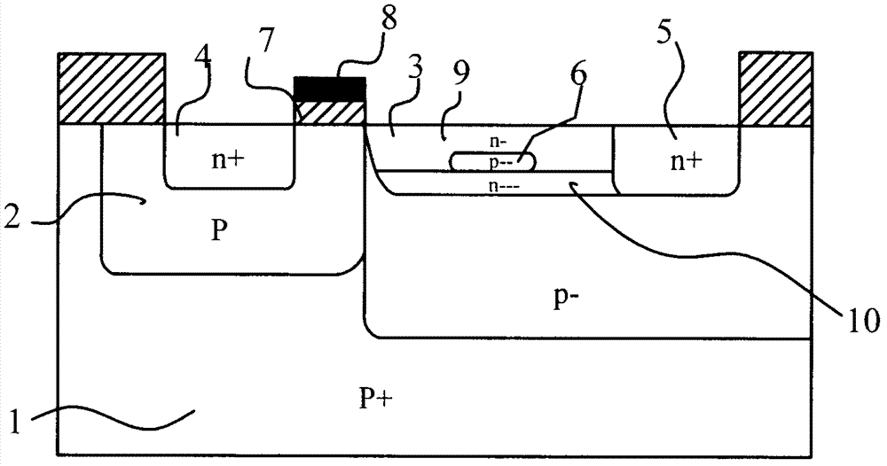 Power MOS (metal oxide semiconductor) component for transversely diffusing metallic oxides