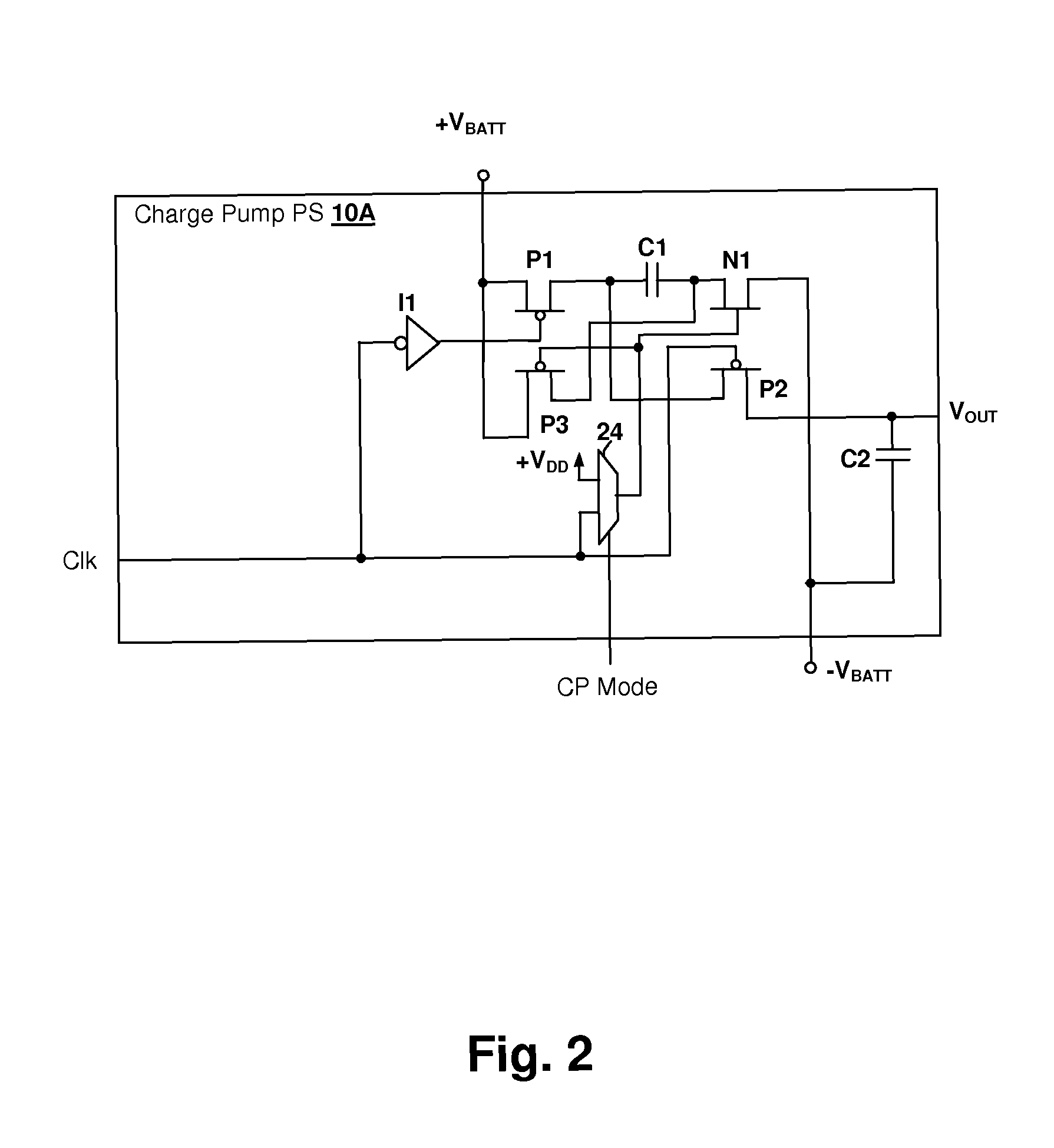 Operating environment and process position selected charge-pump operating mode in an audio power amplifier integrated circuit