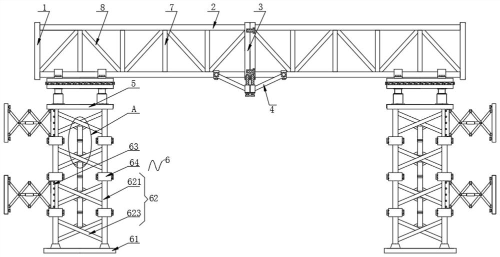 Truss supporting system based on green steel structure building and welding method thereof
