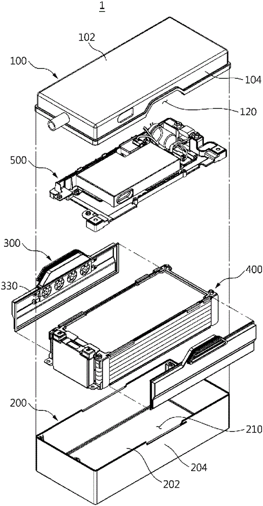 Battery pack electronic equipment chamber and battery package comprising same