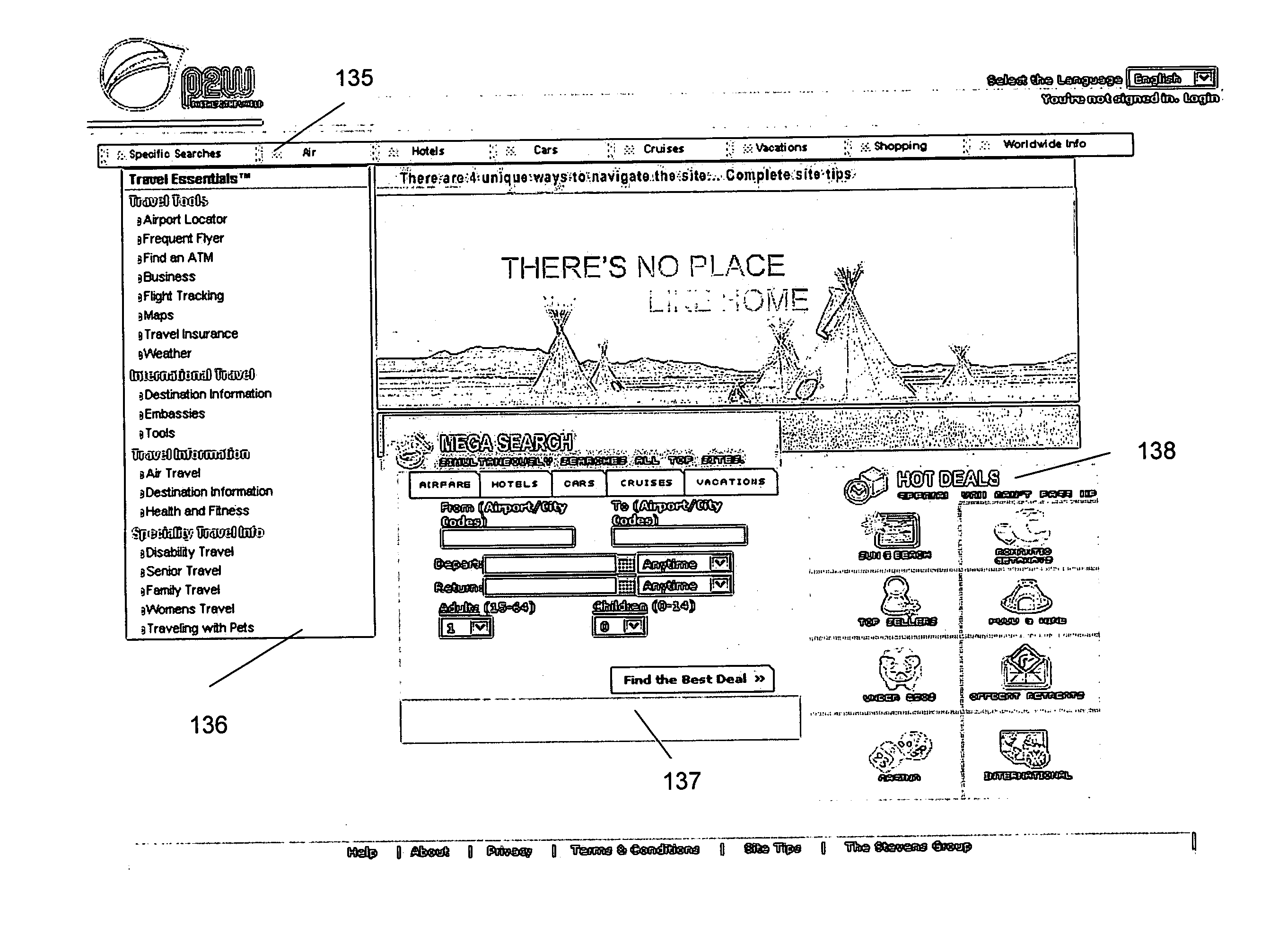 Graphical user interface for and method of use for a computer-implemented system and method for booking travel itineraries