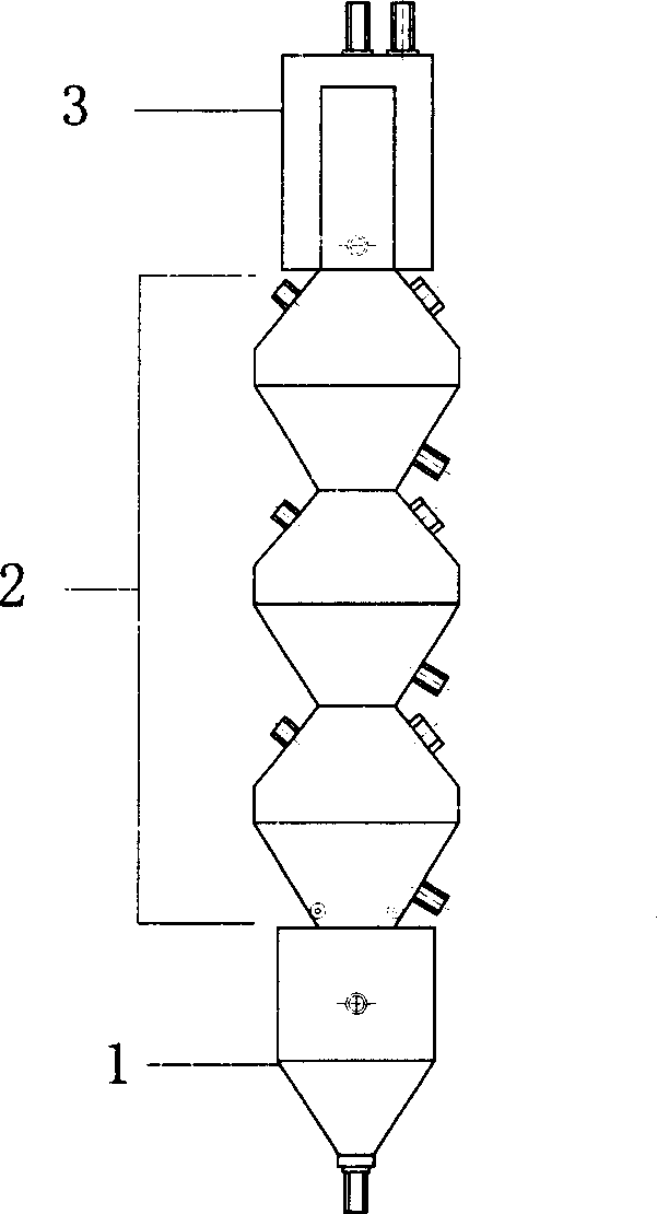 Three-stage alcohol fermentation bioreactor with fluidized-bed for fixed yeast
