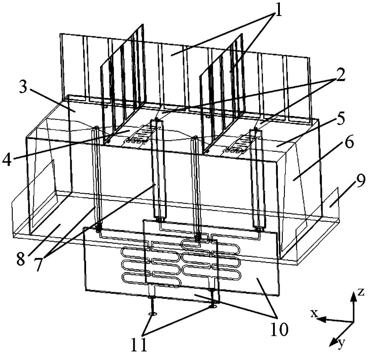 A dual-polarization one-dimensional strongly coupled ultra-wide bandwidth angular scanning phased array