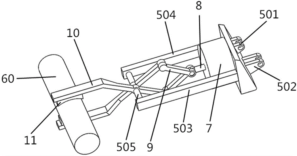 Grabbing pneumatic connecting rod arm with double-paw structure