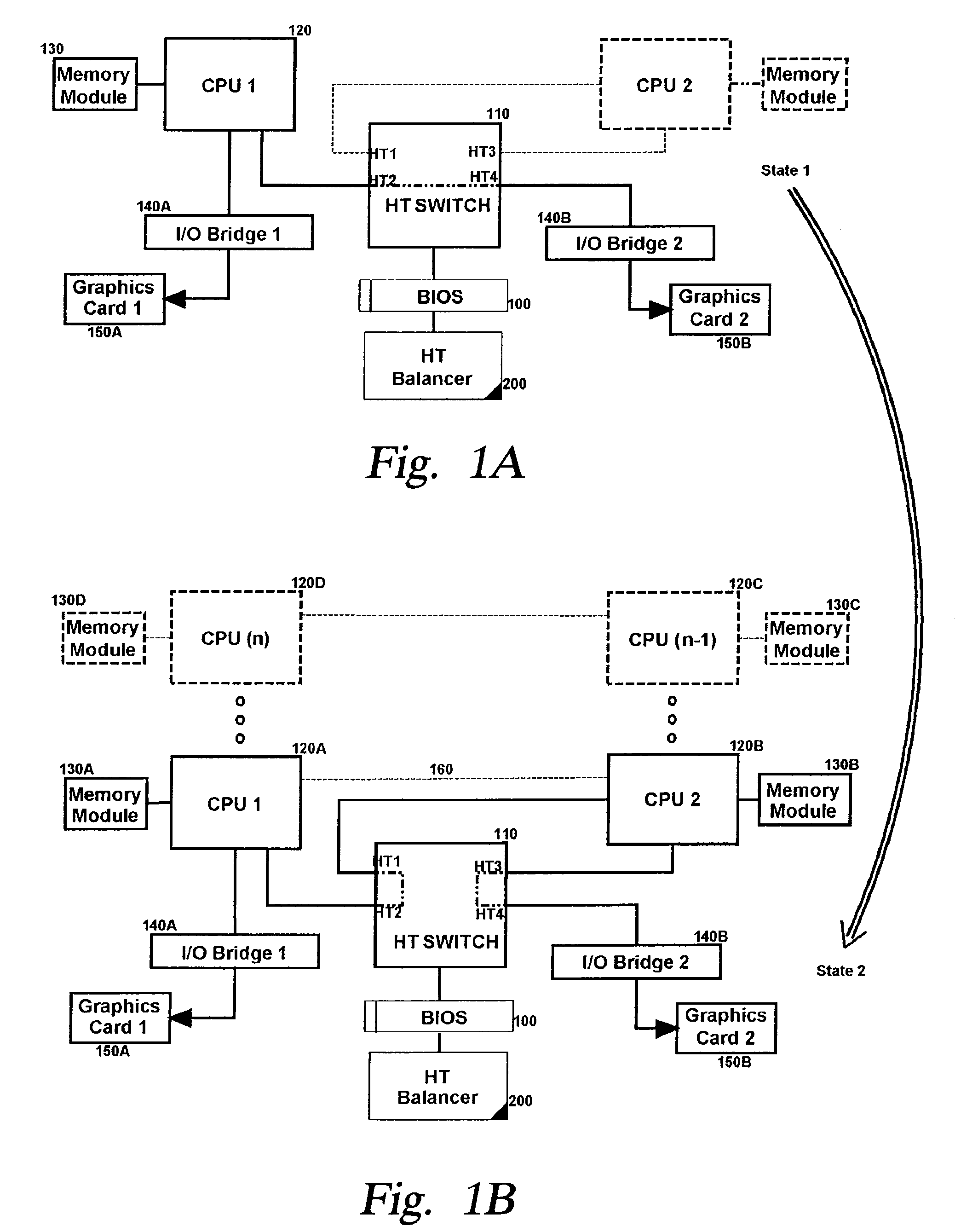 Structure for a flexibly configurable multi central processing unit (CPU) supported hypertransport switching