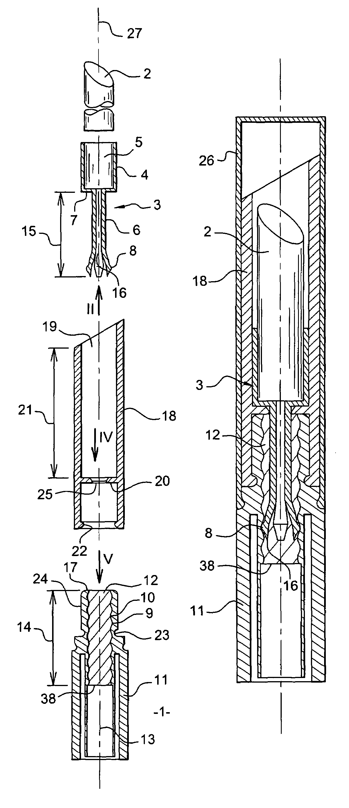 Packaging and dispensing device with disengaging mechanism