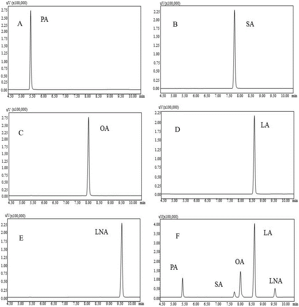 Gas chromatography method for qualitatively and quantitatively detecting soya fatty acid components