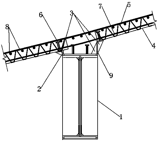 Arc-shaped sloping roof contour plate construction structure and construction method thereof
