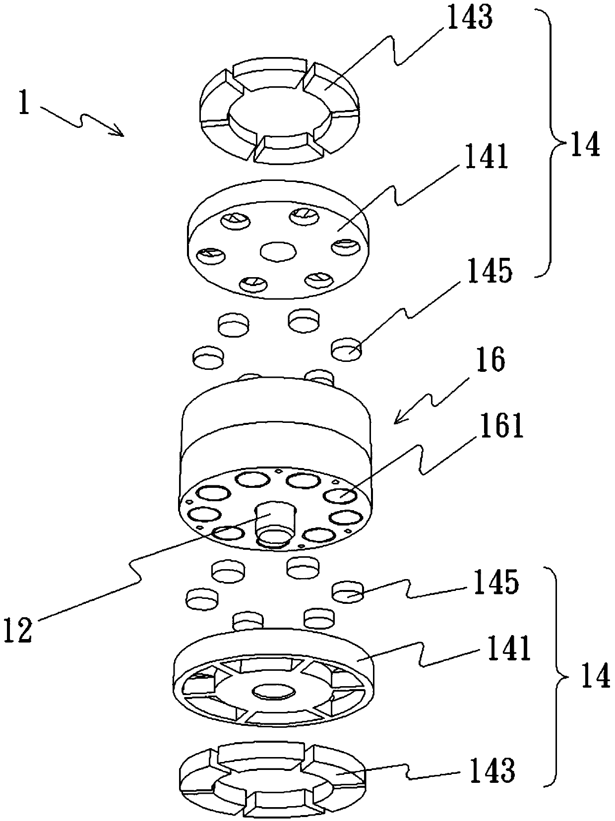 Outer disk motor having barrier stator