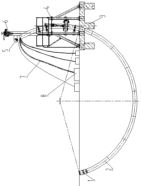 Device and method for testing curved pipe-roofing machine