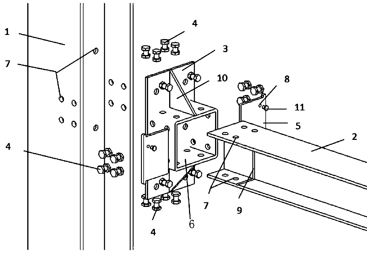 Beam-column joint of square steel pipe sleeve weak shaft connection steel structure and installation method thereof