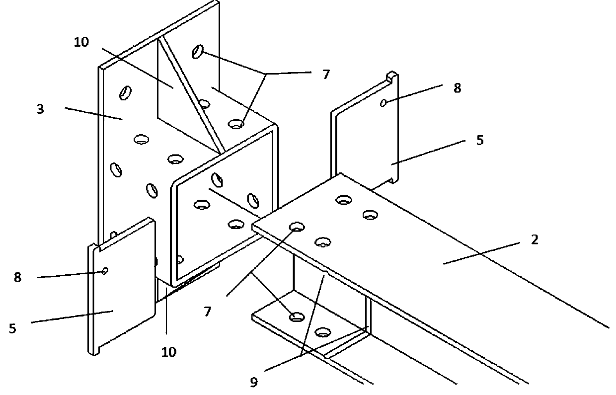 Beam-column joint of square steel pipe sleeve weak shaft connection steel structure and installation method thereof