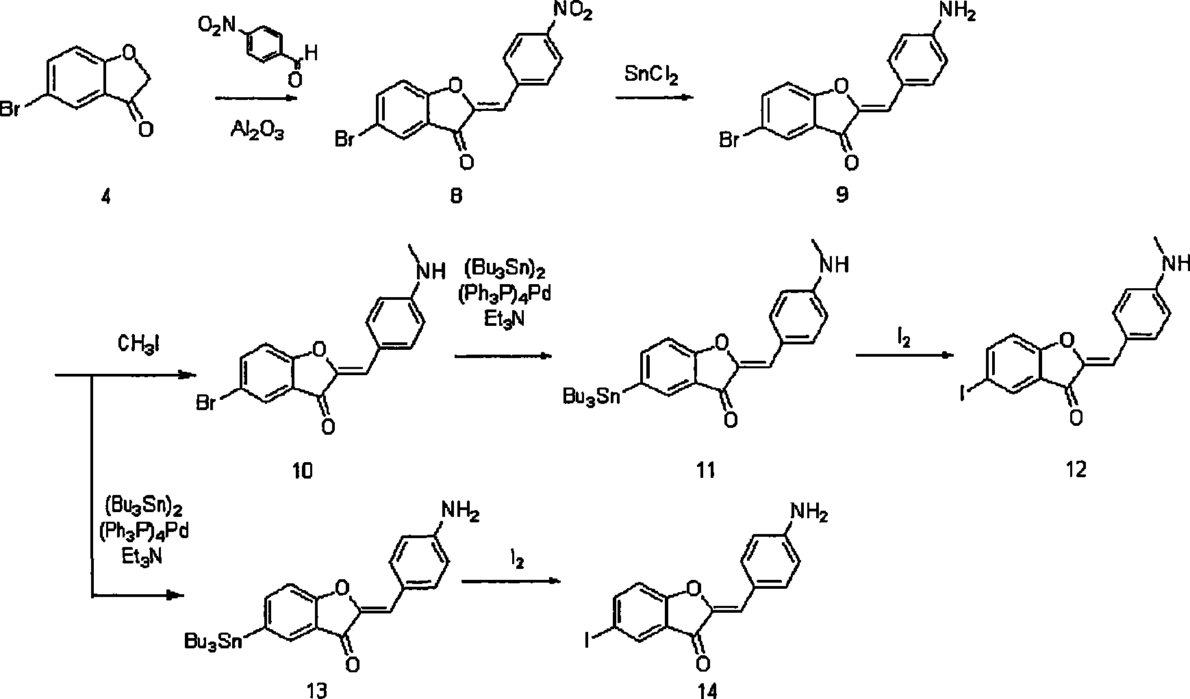Aurone derivative-containing composition for diagnosis
