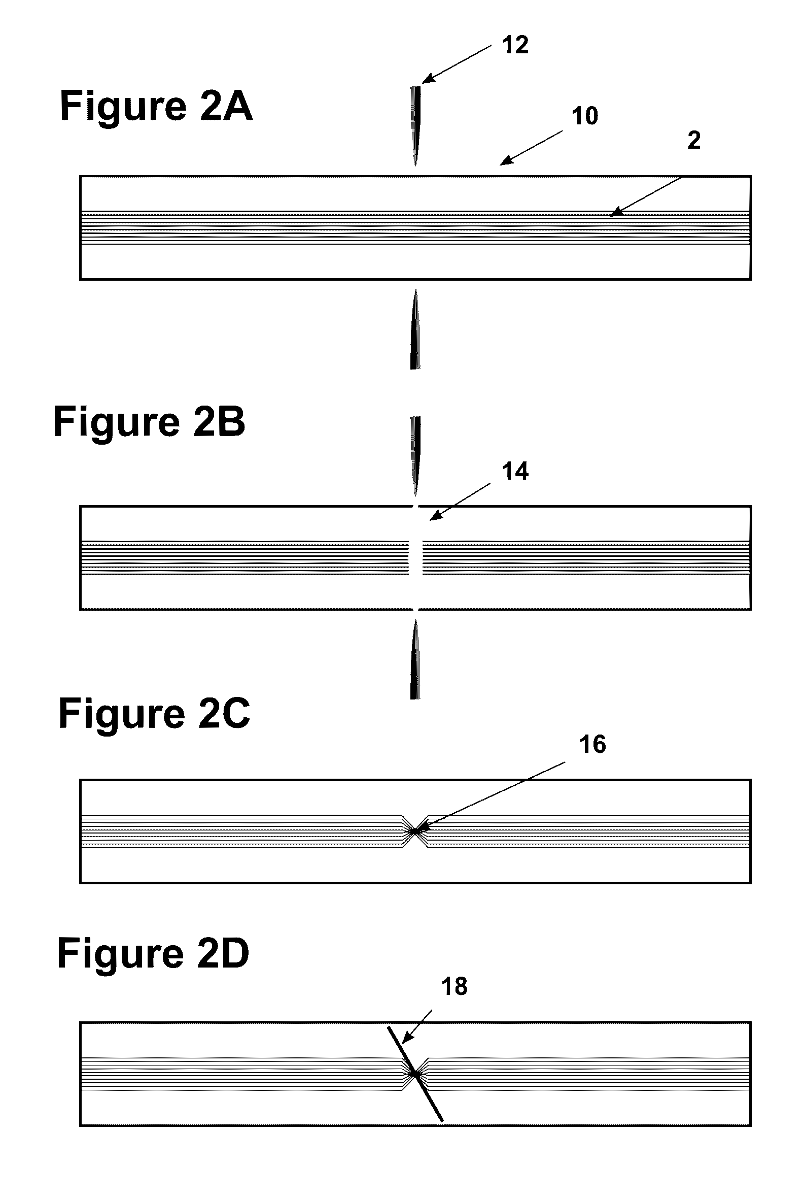 Method for the fabrication of optical waveguide devices in photonic crystal fibers and in waveguides with hollow structures