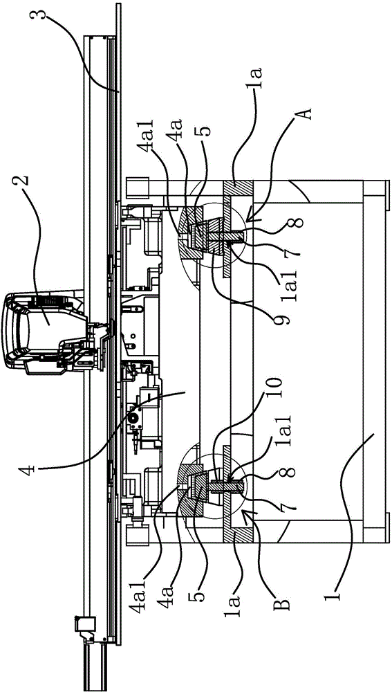 Head mounting structure for template sewing machine