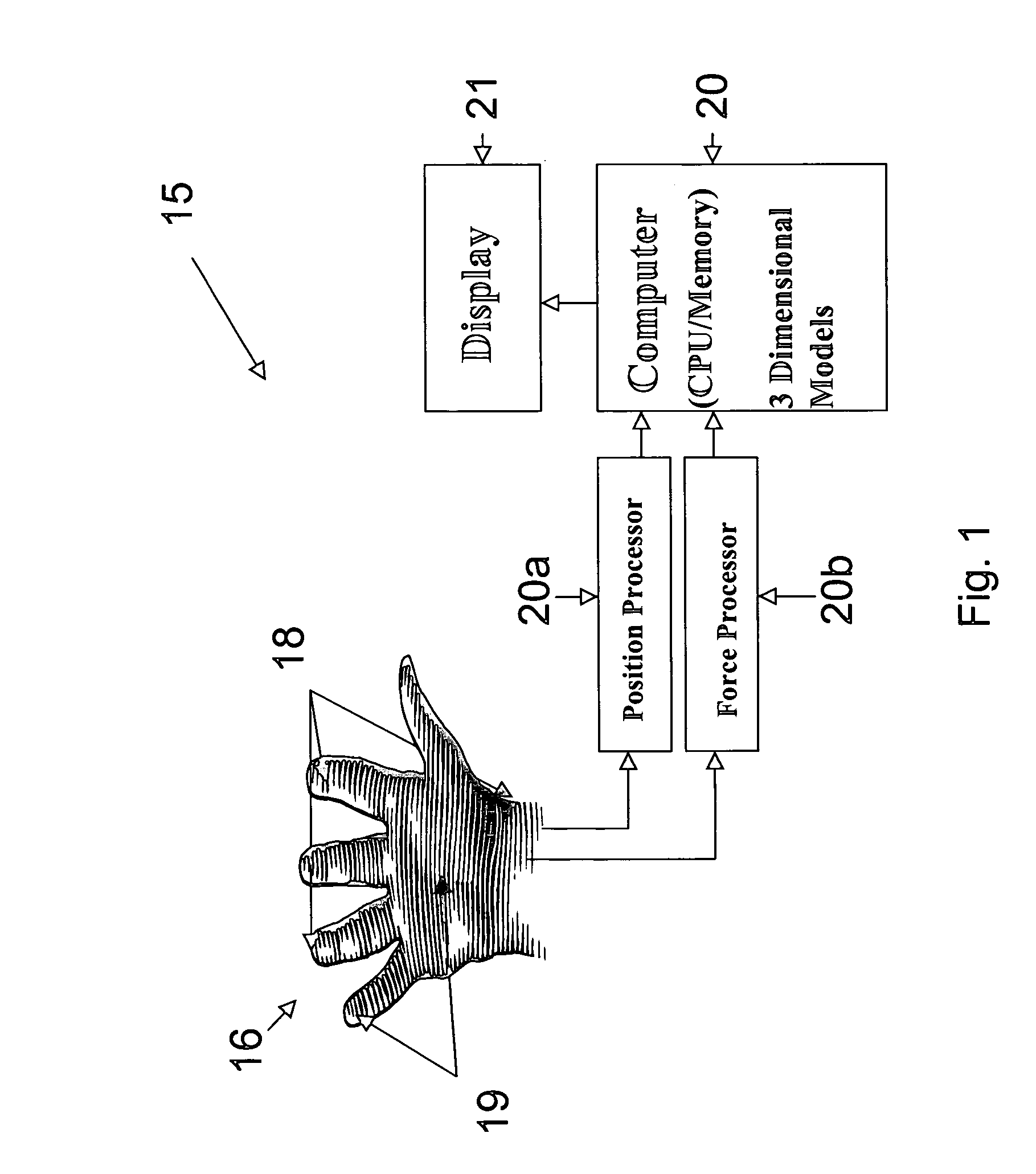 System for interfacing between an operator and a virtual object for computer aided design applications