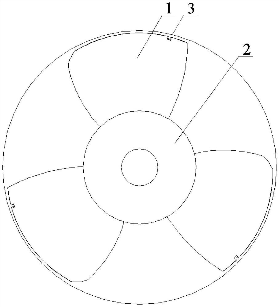 Through-flow turbine device with bent groove