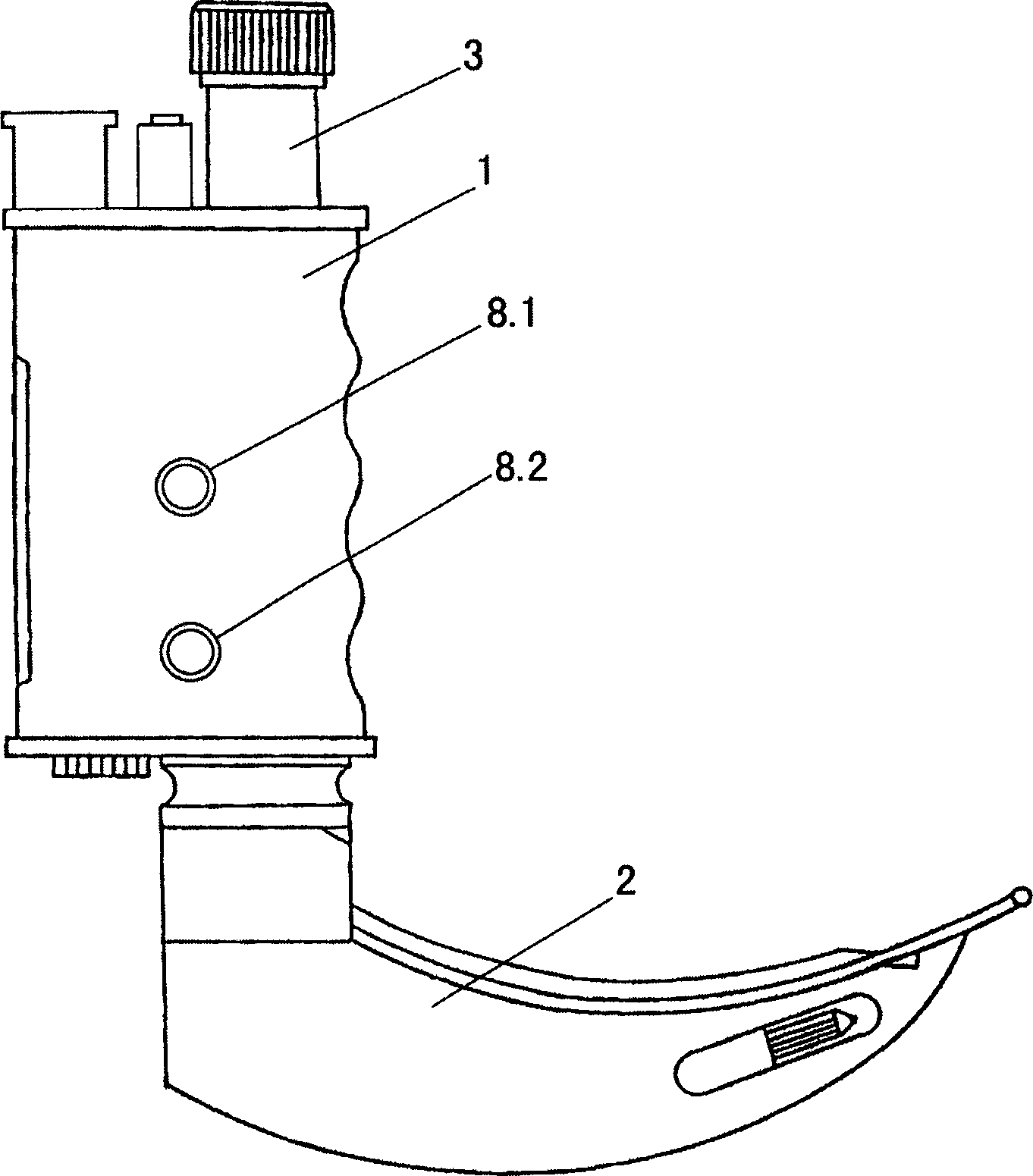 Anaesthetic throat mirrow having hand controlled oxygen spray and medicine spray device