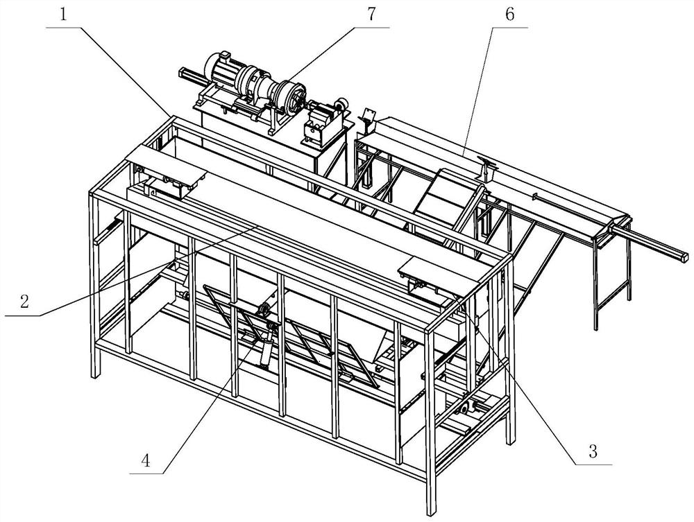 Reinforcing steel bar thread rolling device with automatic discharging function