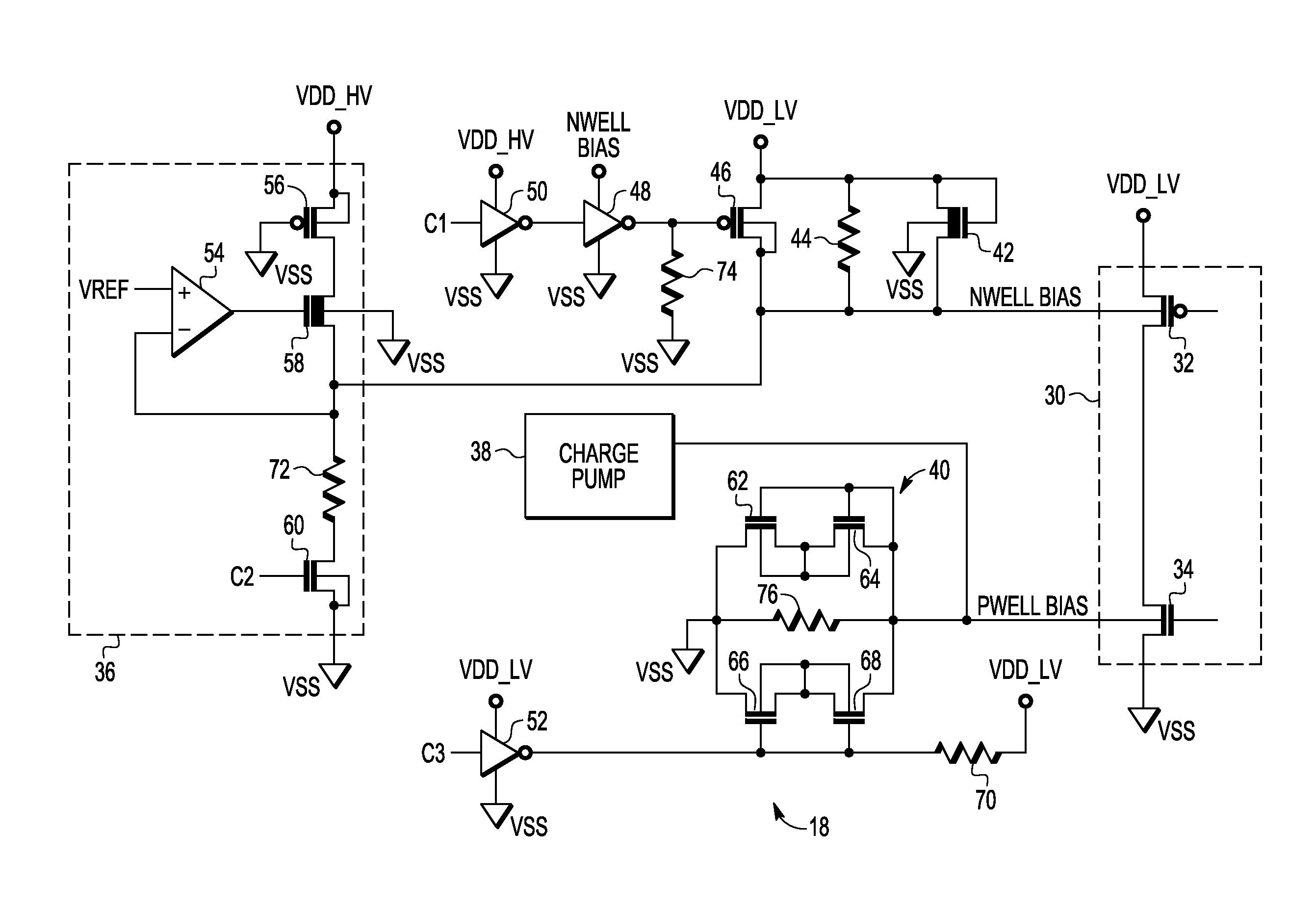 Substrate bias circuit and method for biasing a substrate