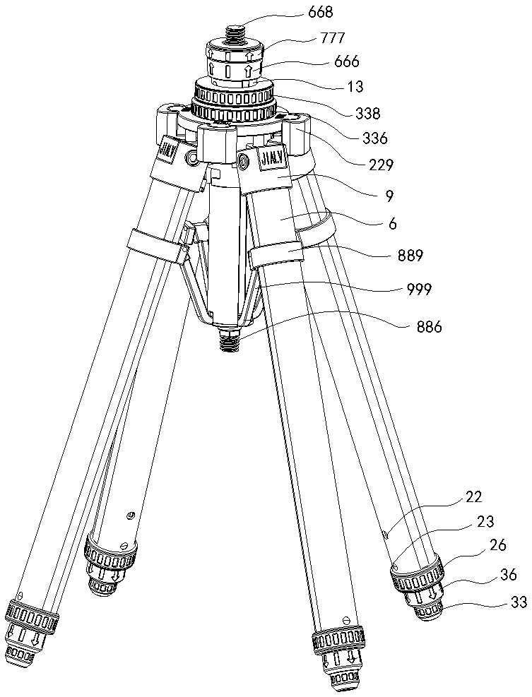 Quadripod or tripod capable of achieving rapid extending, retracting and positioning and convenient to unfold