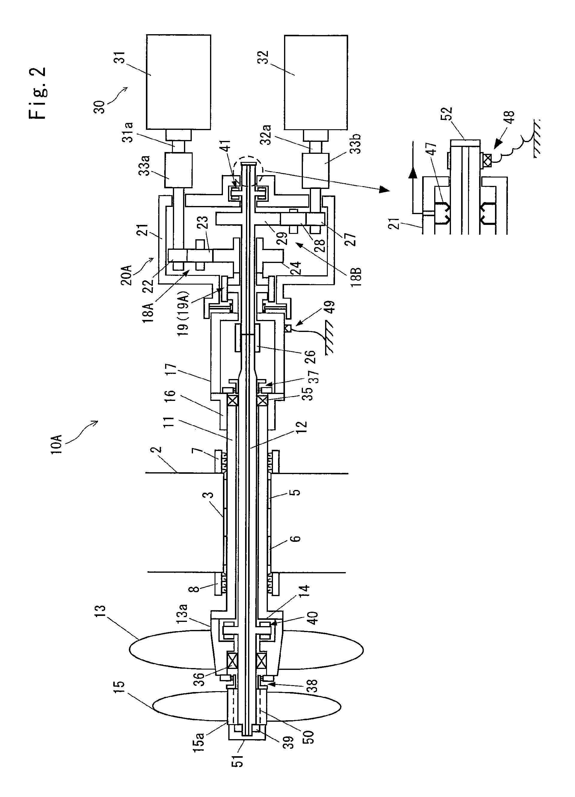 Contra-rotating propeller marine propulsion device