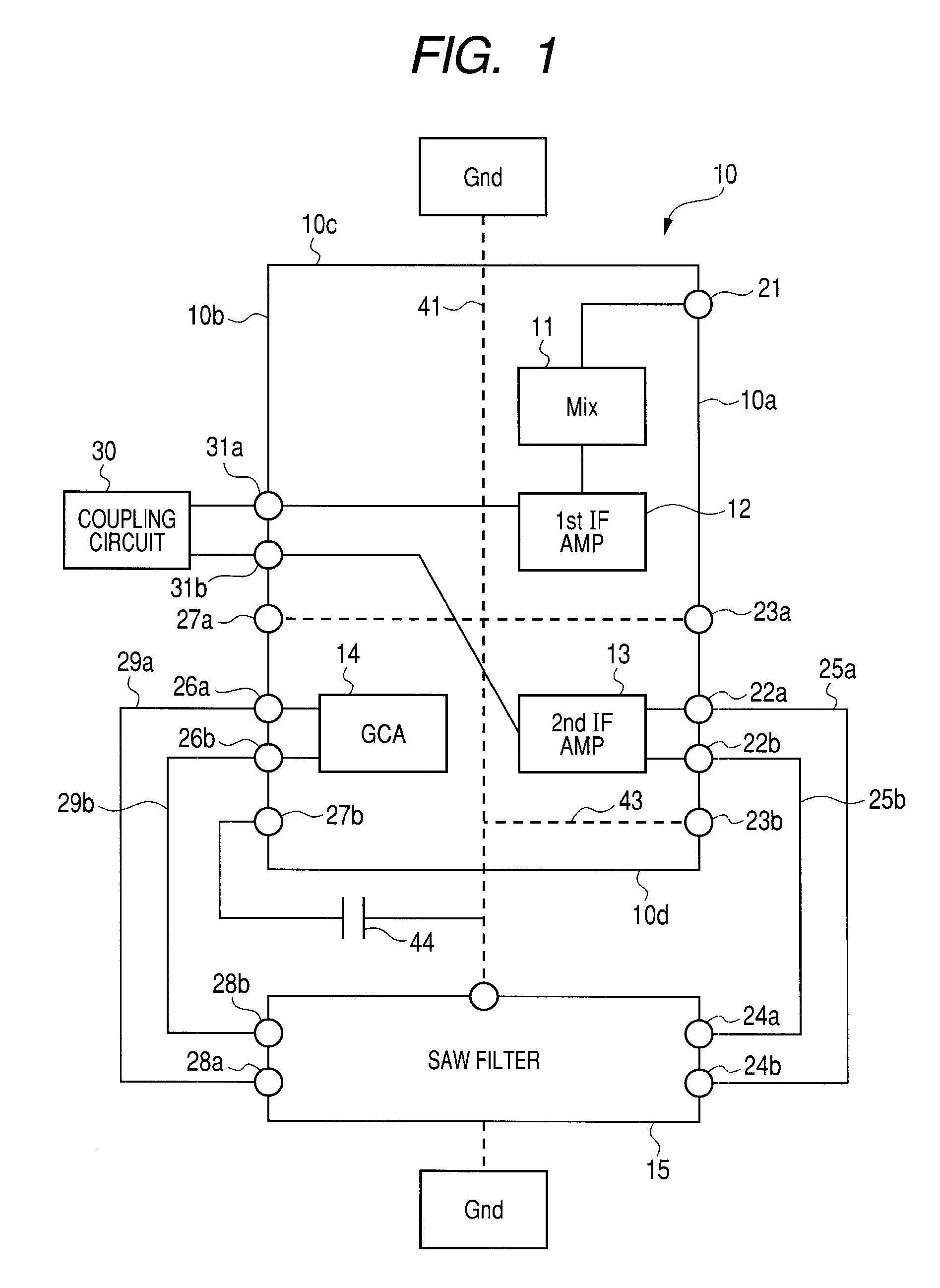 High-frequency circuit in which high-frequency filter is parallel installed to integrated circuit