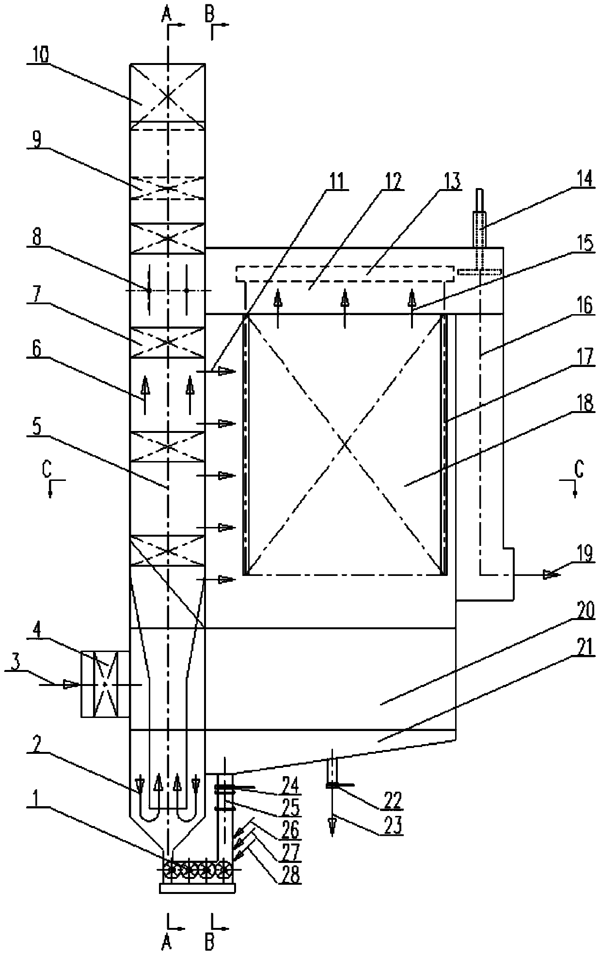 Flue gas desulfurization and dust removal equipment of low-temperature circulating fluidized bed