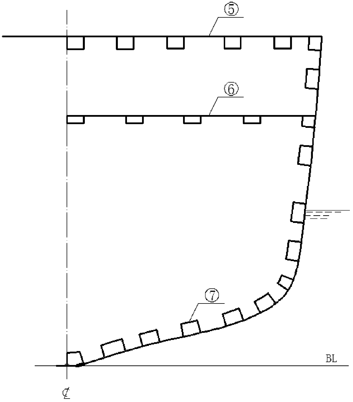 Anti-impact protection structure for box type beams of hull