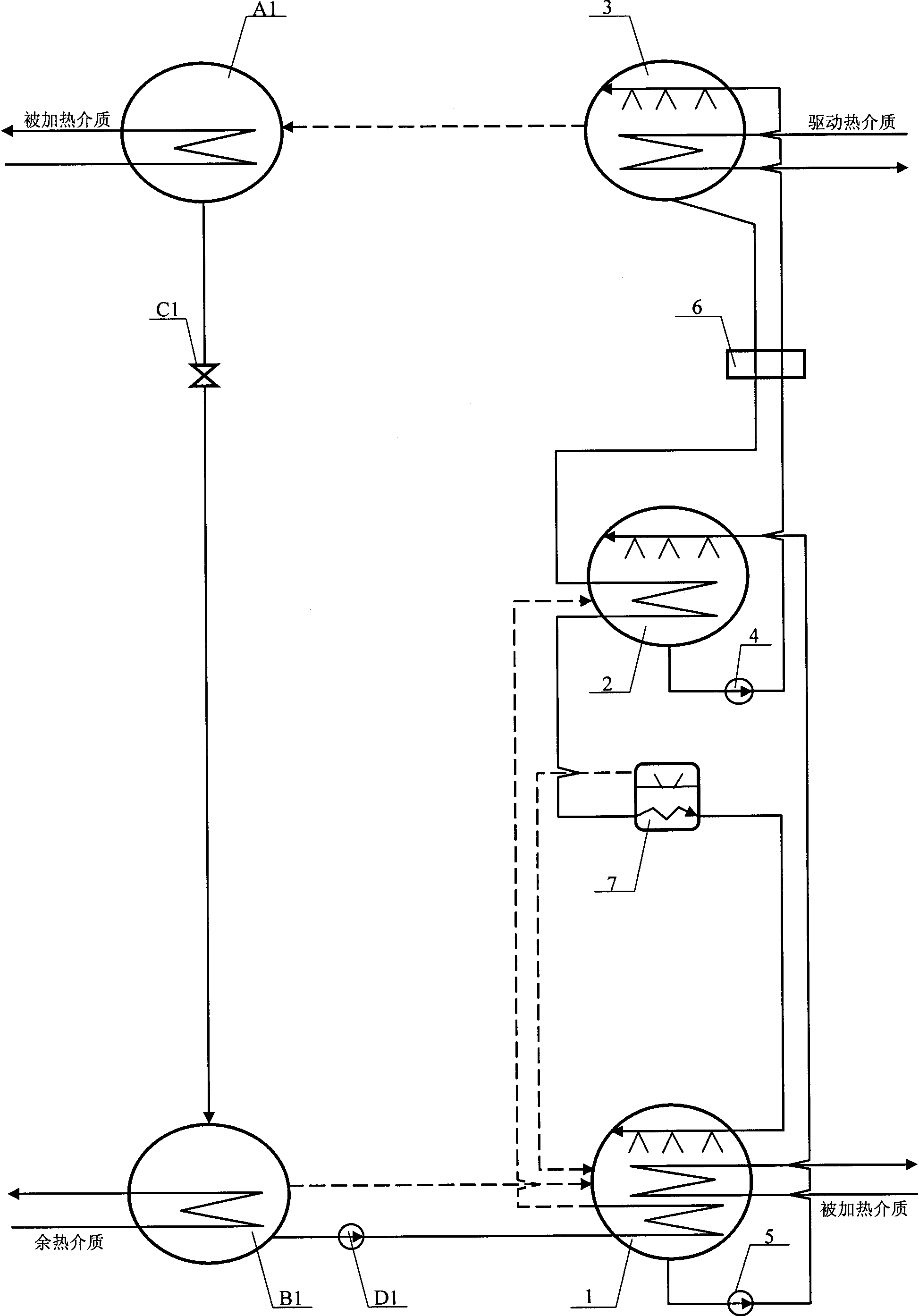 Backheating type absorption-generation system and backheating type first class absorption heat pump