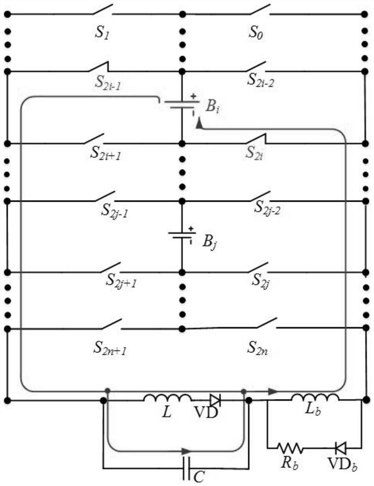 Equilibrium circuit and equilibration method of series battery pack based on lc-l
