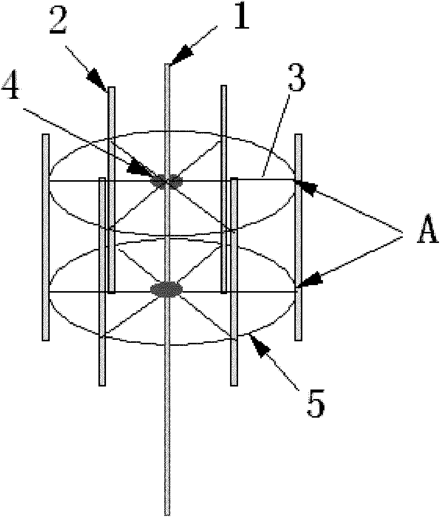 Circumferential inhaul cable structure of vertical axis wind turbine
